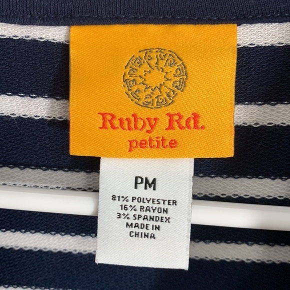 Ruby Rd Navy Blue & White zipper cardigan, Sz PM / MP Medium Petite - Picture 2 of 8